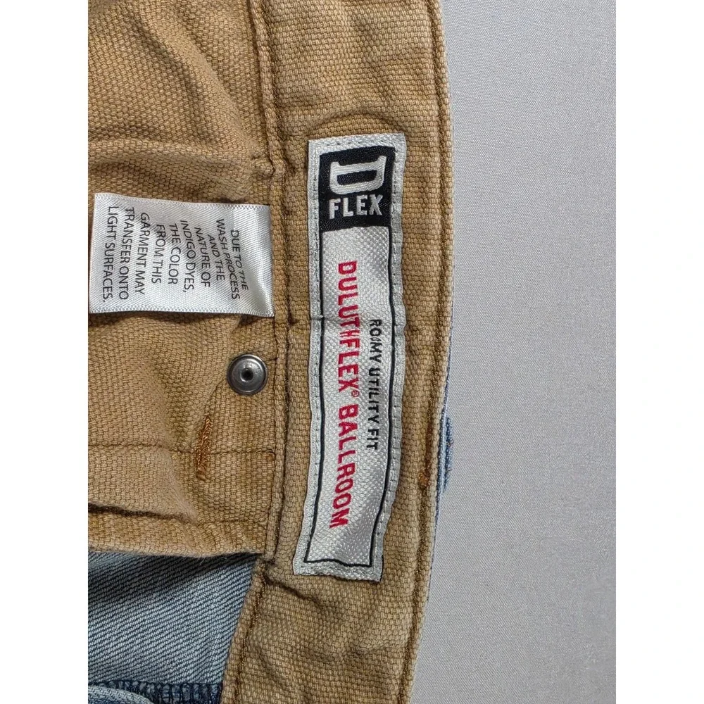 Duluth Trading Co Ballroom Flex Relaxed Fit Light Wash Jeans Mens 38x30 Utility